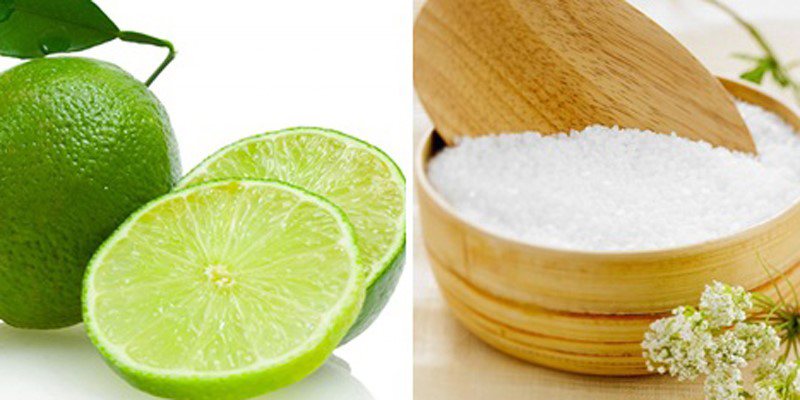 Salt used for exfoliation with lemon juice.