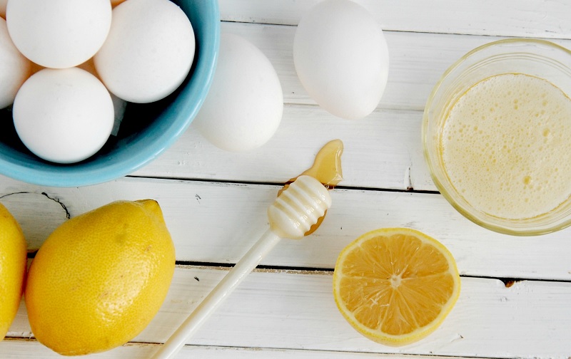 Egg white mask with lemon and honey.