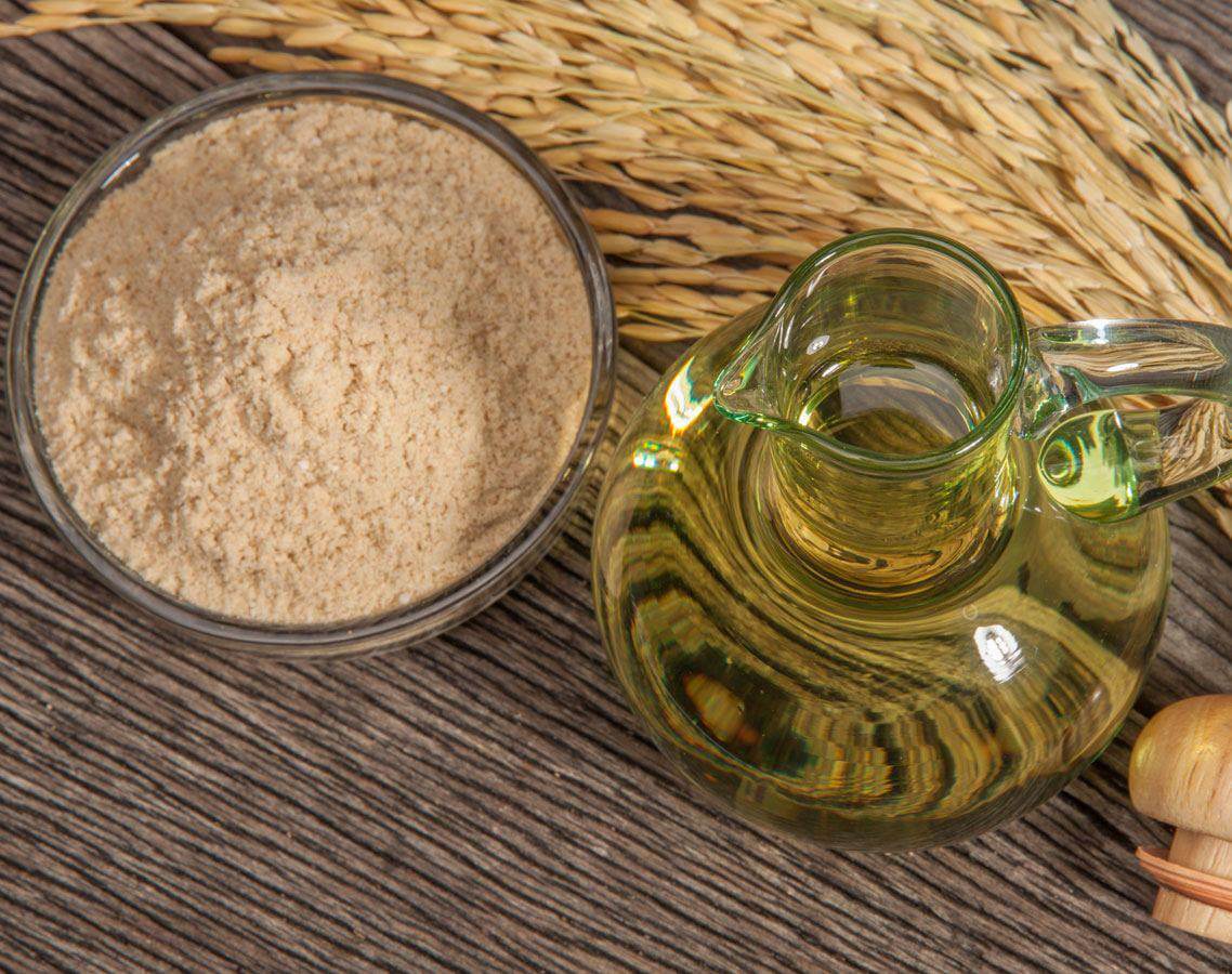 Create a skin-whitening shower gel using rice bran, honey, and olive oil.
