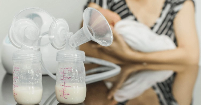 A breast pump helps nursing mothers stimulate milk production effectively.
